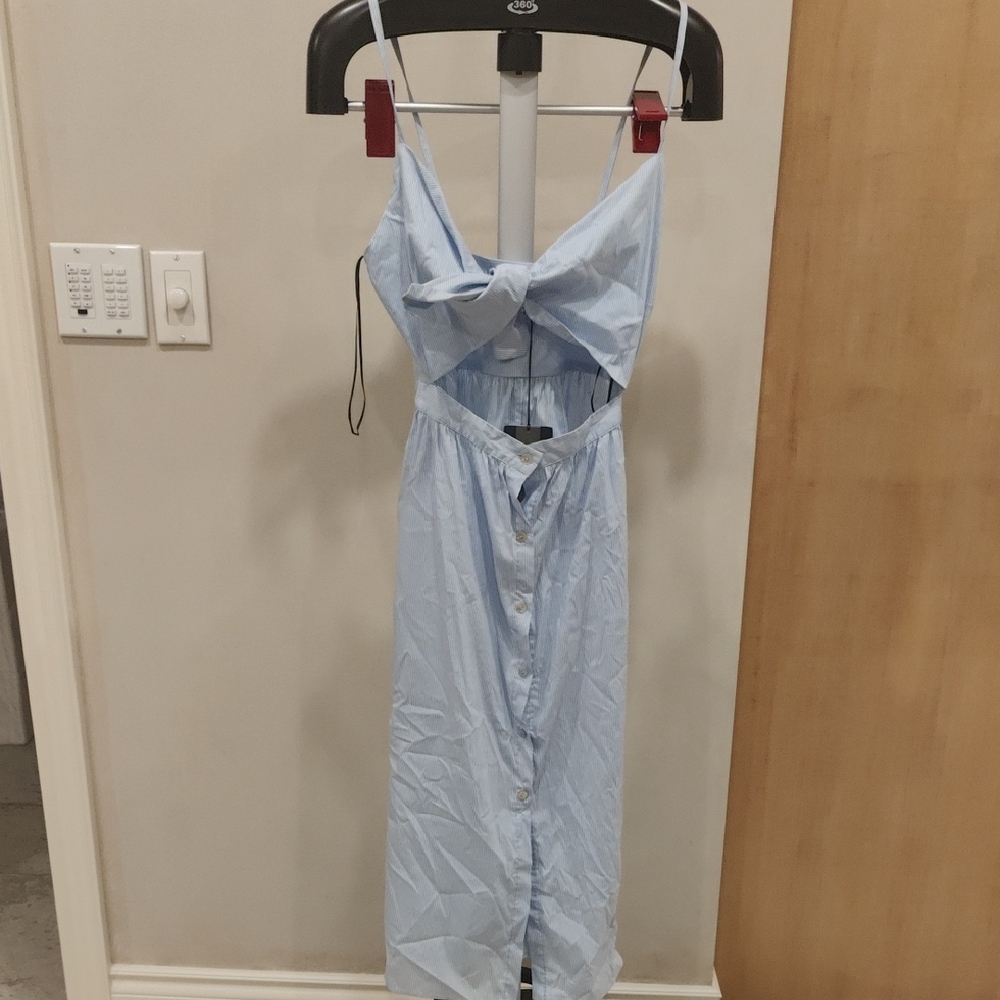 Zara Blue Buttoned Tie Front Sundress